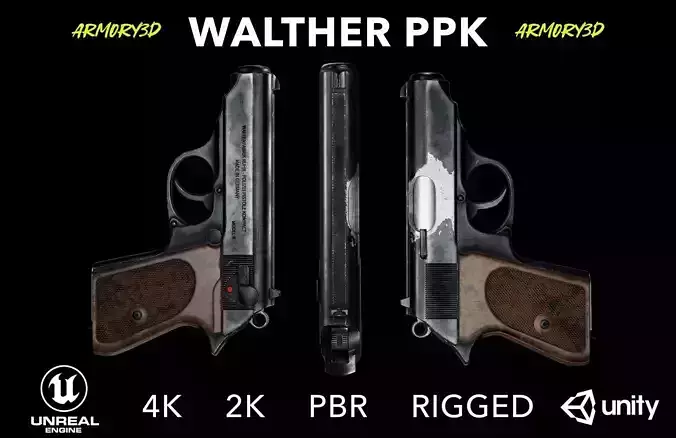 Game Ready Walther PPK Pistol PBR Rigged