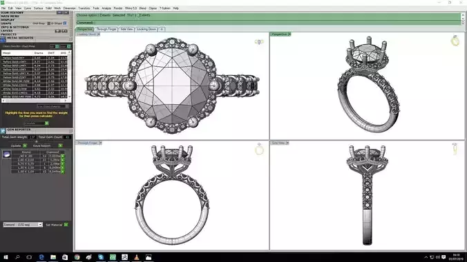 Round Diamond Solitaire With Princess Halo wedding band SET 3dm