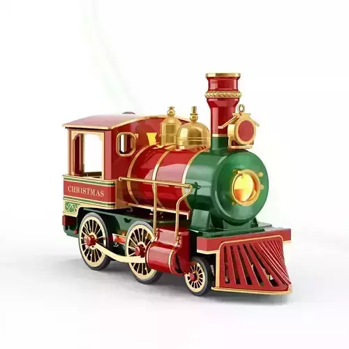 Festive Christmas Train 3D Model Toy Locomotive