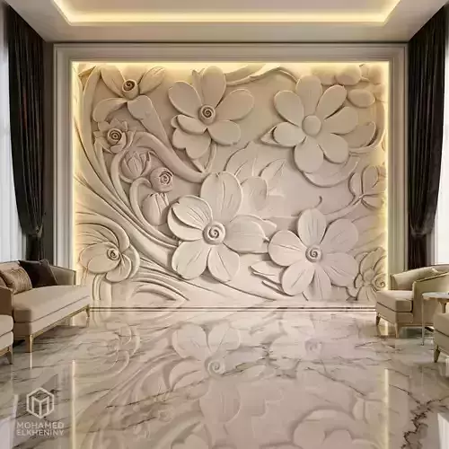 CNC STL Relief Panel Classic Floral Art Carving File 262