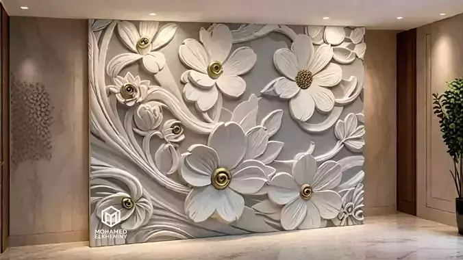 CNC STL Relief Panel Classic Floral Art Carving File 262