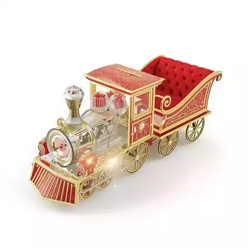 Luxury Crystal Sleigh Train 3D Model Magical Holiday Vehicle