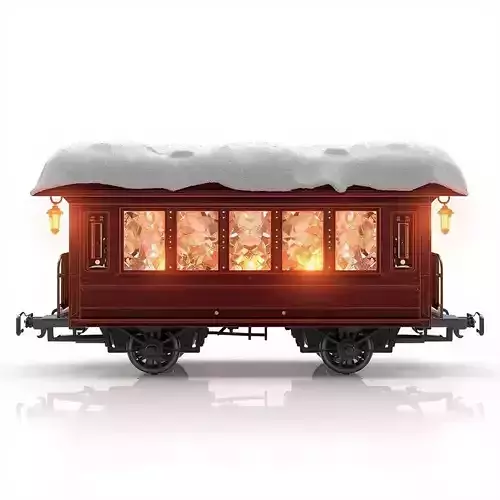Snowy Crystal Train Carriage 3D Model Magical Passenger Car