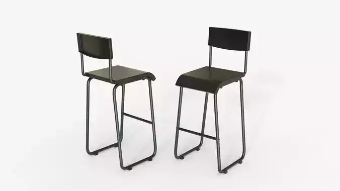 Black Steel and Epoxy Bar Chair