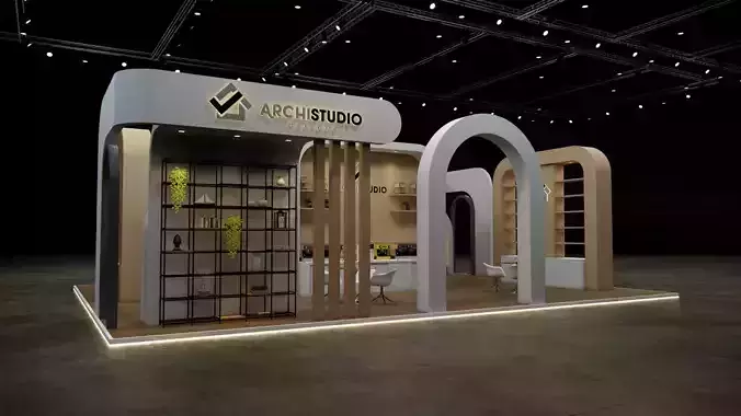 Exhibition booth design 3D model 10m x 13m