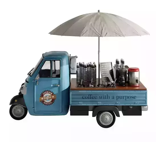 Foodtruck Coffee Blue set 4 3D model