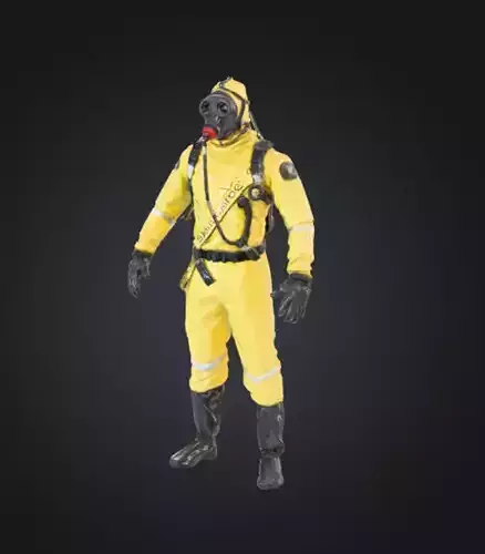 Hazmat Soldier Figurine Post Apocalyptic Protective Suit 