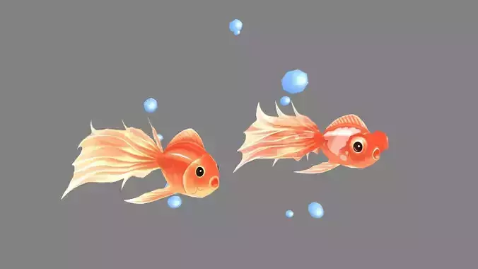 Cartoon goldfish in the tank