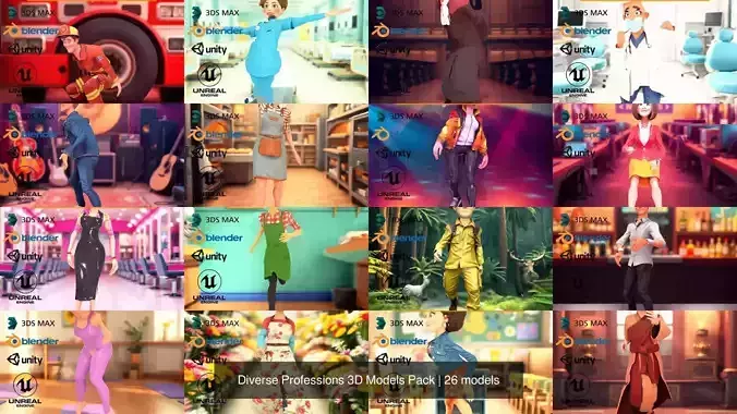 Diverse Professions 3D Models Pack