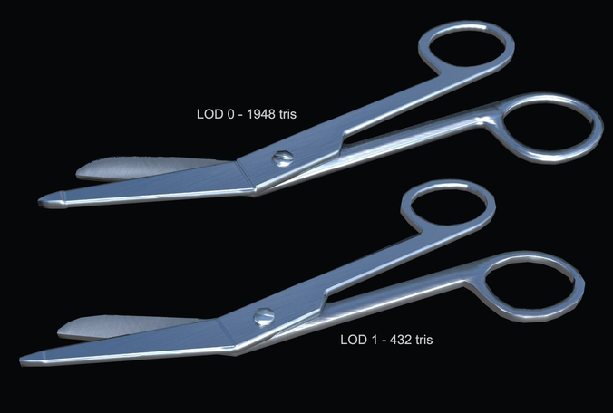 Scissors PBR Game Ready pair of surgical Low-poly 3D model