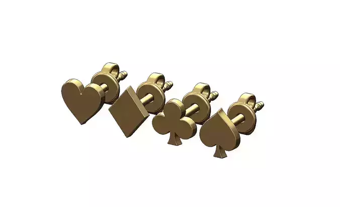 Playing cards symbole stud earring set collection