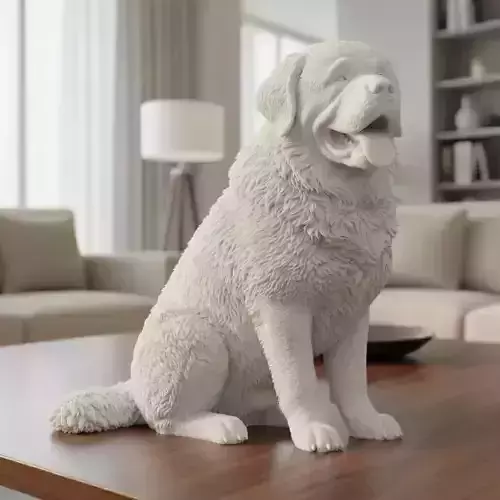 Saint Bernard Sitting - 3D Print Model
