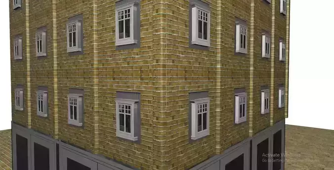 Low Poly Brick Apartment Building