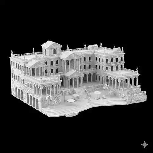 Tropical Hotel on Beach Model