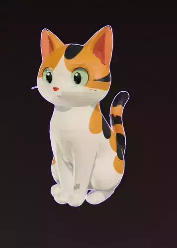 stylized low-poly cat 3D model