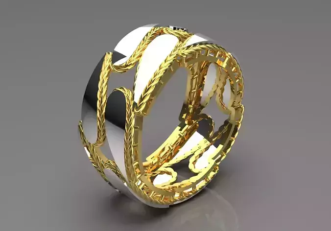 textured and mirrored design stl 3d gold ring model gr0041