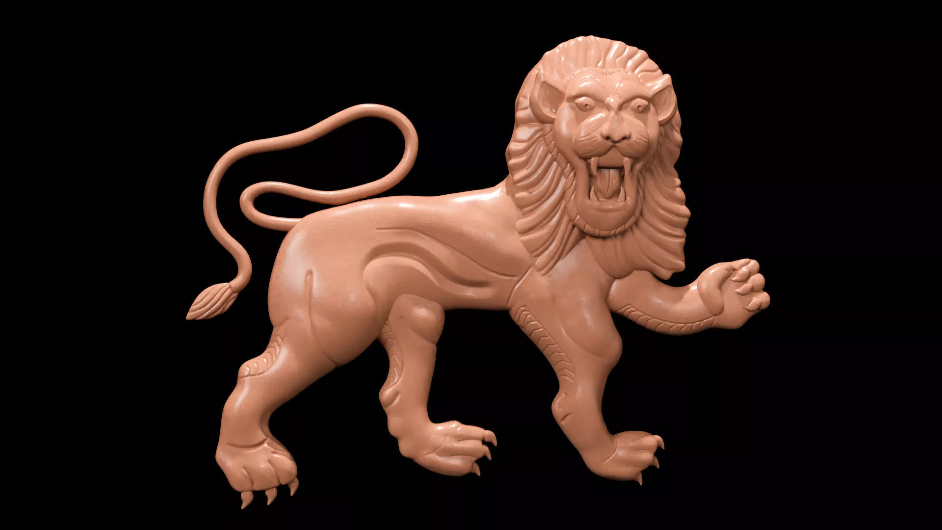 Lion Roaring Bas Relief 3D Printable Model 3D print model