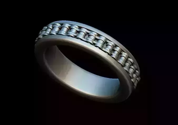 Bike Chain Band Ring Ring Size 10 US   3D Printable Model
