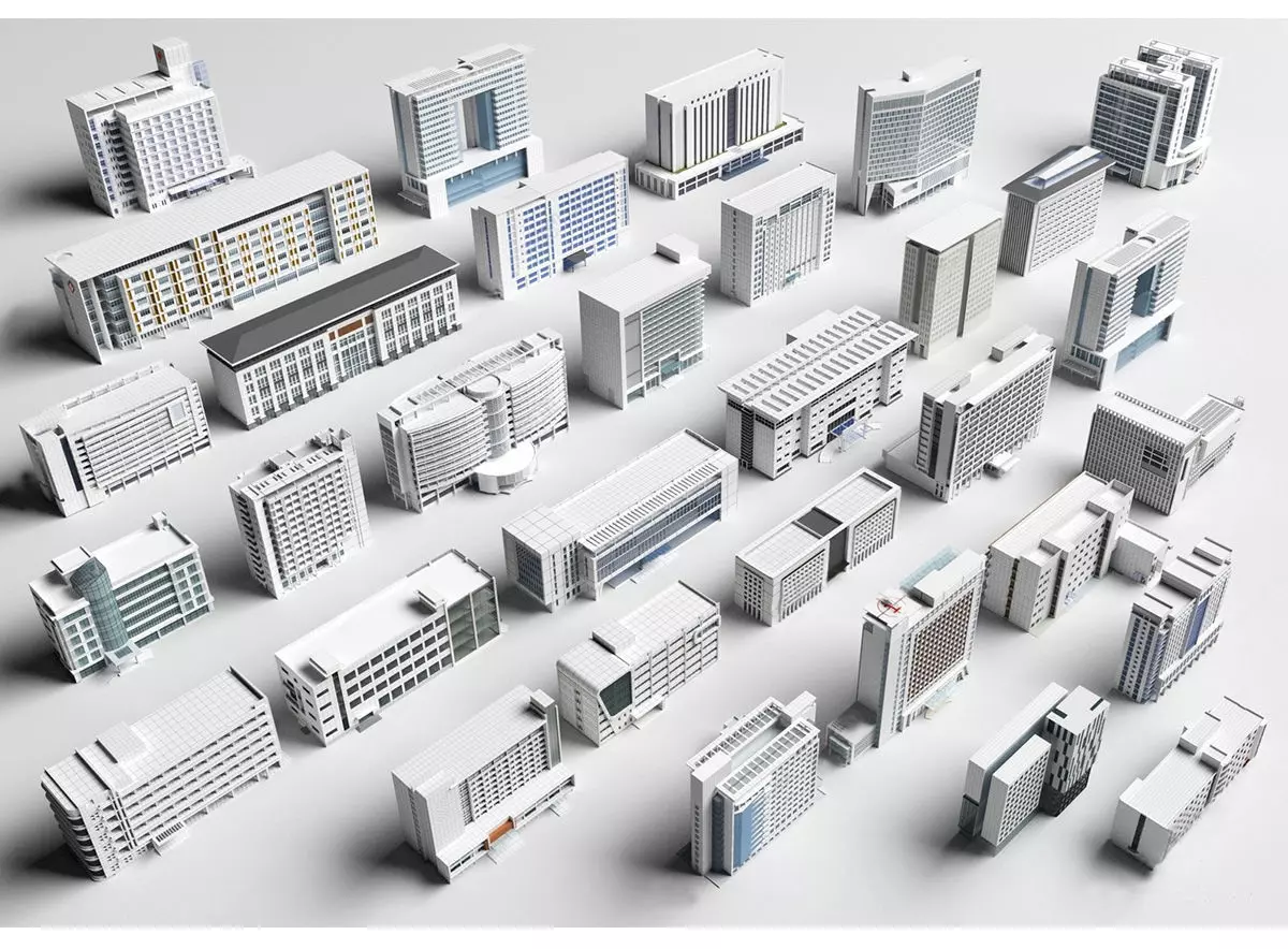 Architecture house backdrop residential office building city 3D model