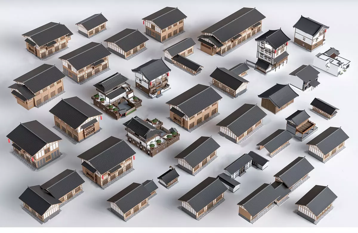 Architecture house backdrop residential office building city 3D model