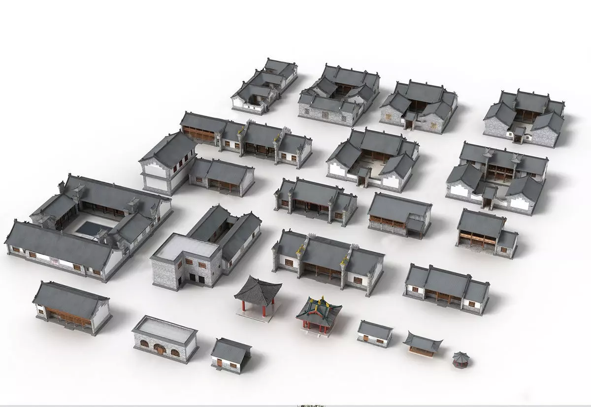 Architecture house backdrop residential office building city 3D model