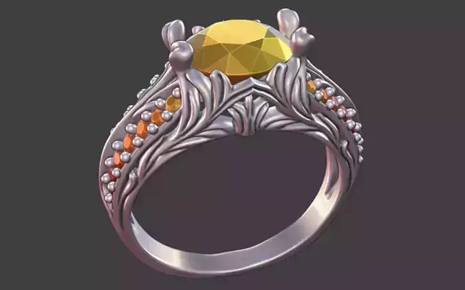 NARROW LEAF PAVE PRONG ENGAGEMENT RING