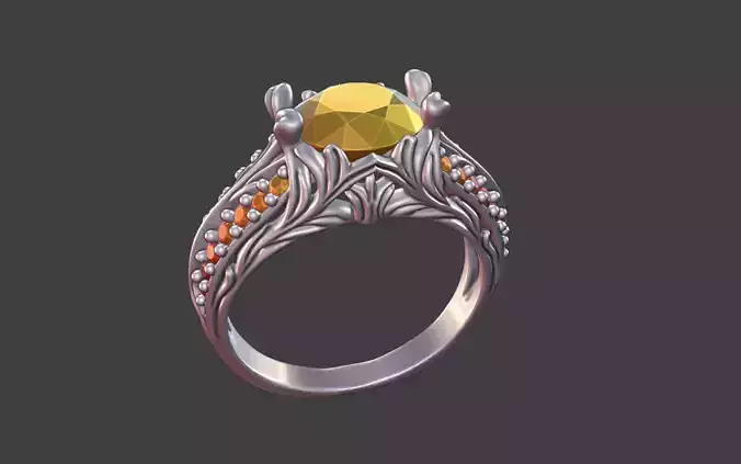 NARROW LEAF PAVE PRONG ENGAGEMENT RING