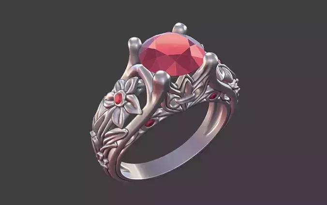 DAISY LEAF MULTI-GEMSTONE ENGAGEMENT RING