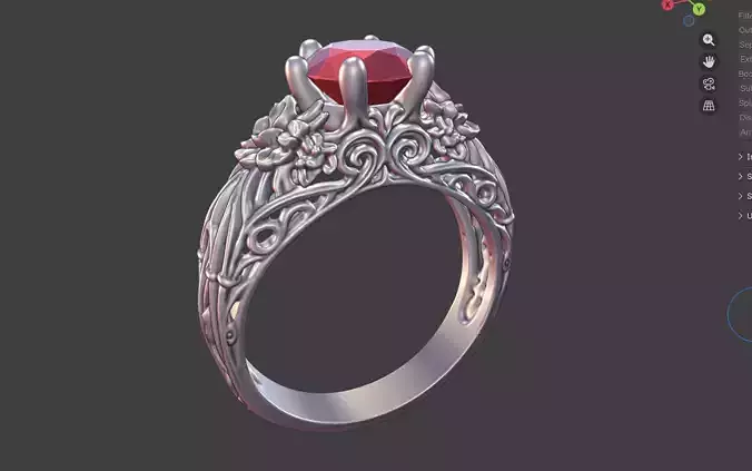 FLORAL SCROLLWORK SINGLE-GEMSTONE ENGAGEMENT RING