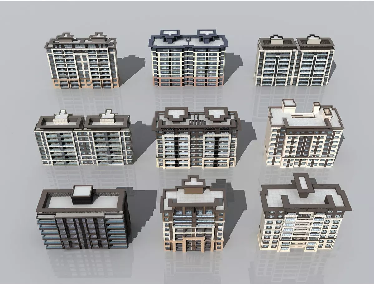 Architecture house backdrop residential office building city 3D model