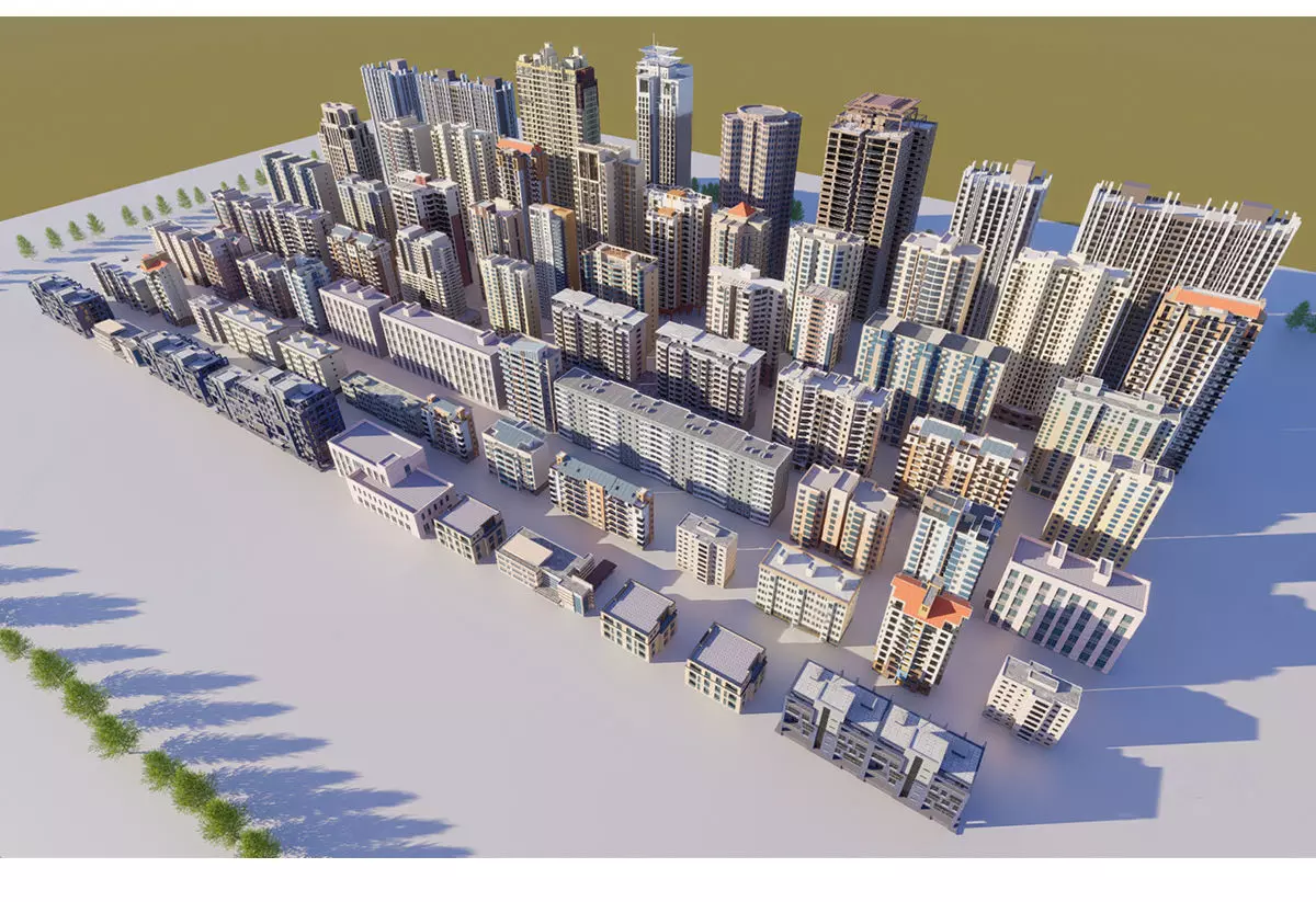 Architecture house backdrop residential office building city 3D model