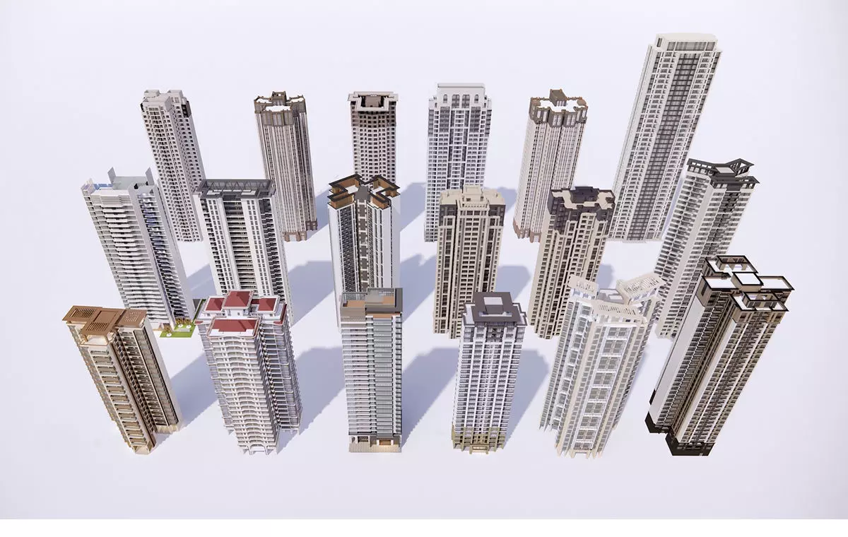 Architecture house backdrop residential office building city 3D model
