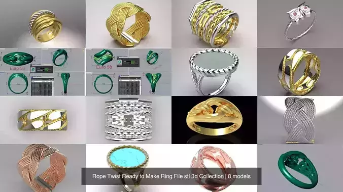 Rope Twist Ready to Make Ring File stl 3d Collection