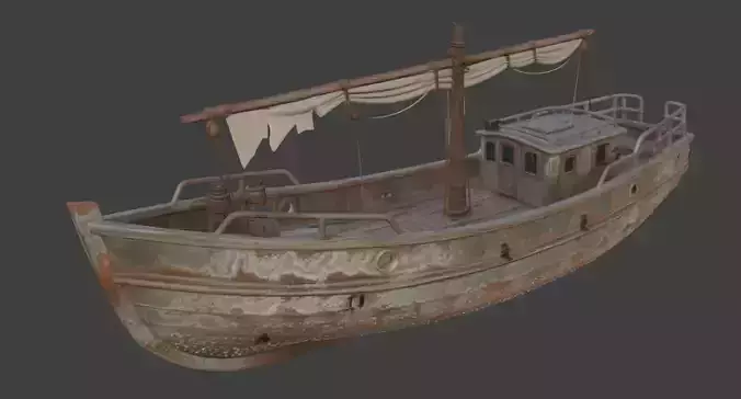 Old Weathered Scratched Fishing Boat 3D Model