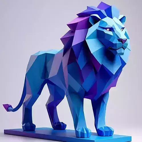 2918  Low Poly   Color   Roaring Lion   pug