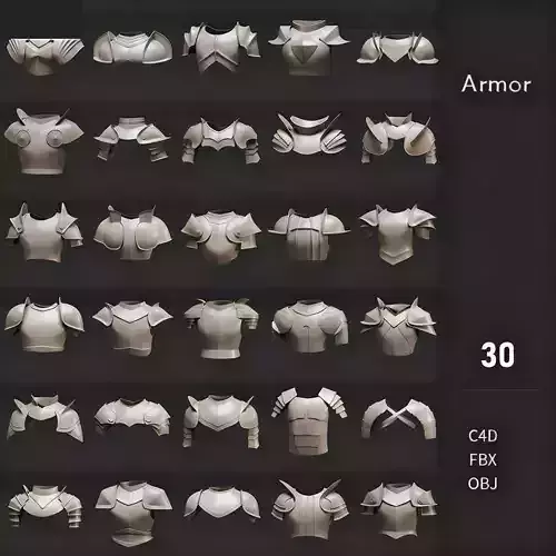 30 Medieval Armor Chest Piece 3D Models Pack