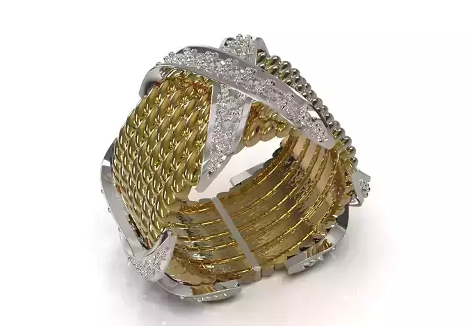 Luxury Texture and Gemstone Design stl 3d ring model jr00005