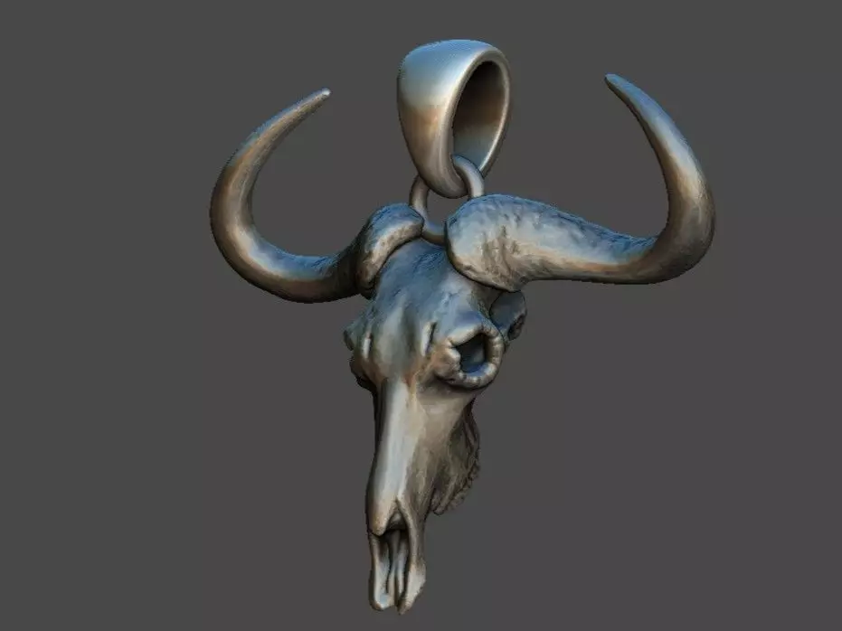 African Blue Wildebeest Skull Pendant Detailed Jewelry 3D print model