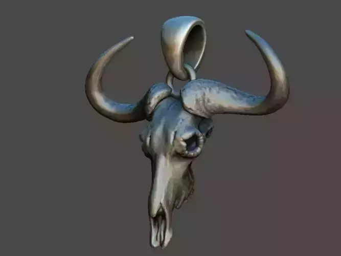 African Blue Wildebeest Skull Pendant  Detailed  Jewelry 