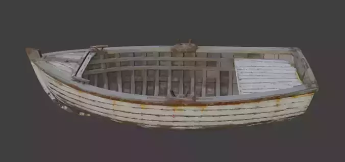Old Wooden Rowboat Weathered 3D Model
