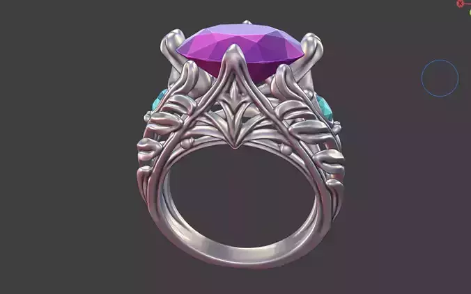 ORGANIC LEAF OVAL GEMSTONE ENGAGEMENT RING