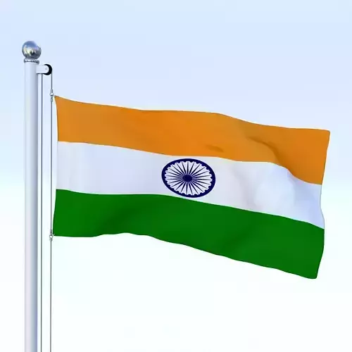 Animated India Flag Low-poly 3D model