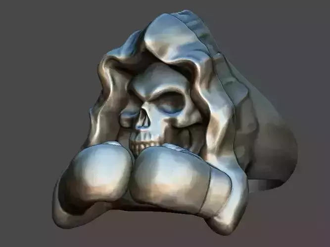 Boxer Skull Ring  Aggressive Fighter Themed Jewelry High-Detail