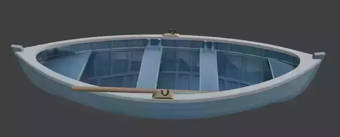 Small Blue Rowboat Clean Classic Boat 3D Model