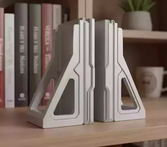 Futuristic Bookend Pair 3D Print Model