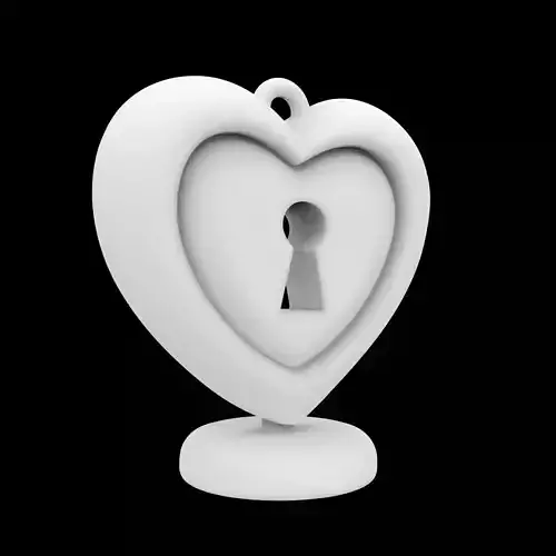 Heart Shaped Lock Pendant 3D Print Model