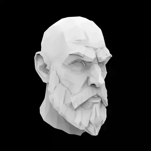 Kratos Low Poly Face 3D Print Model