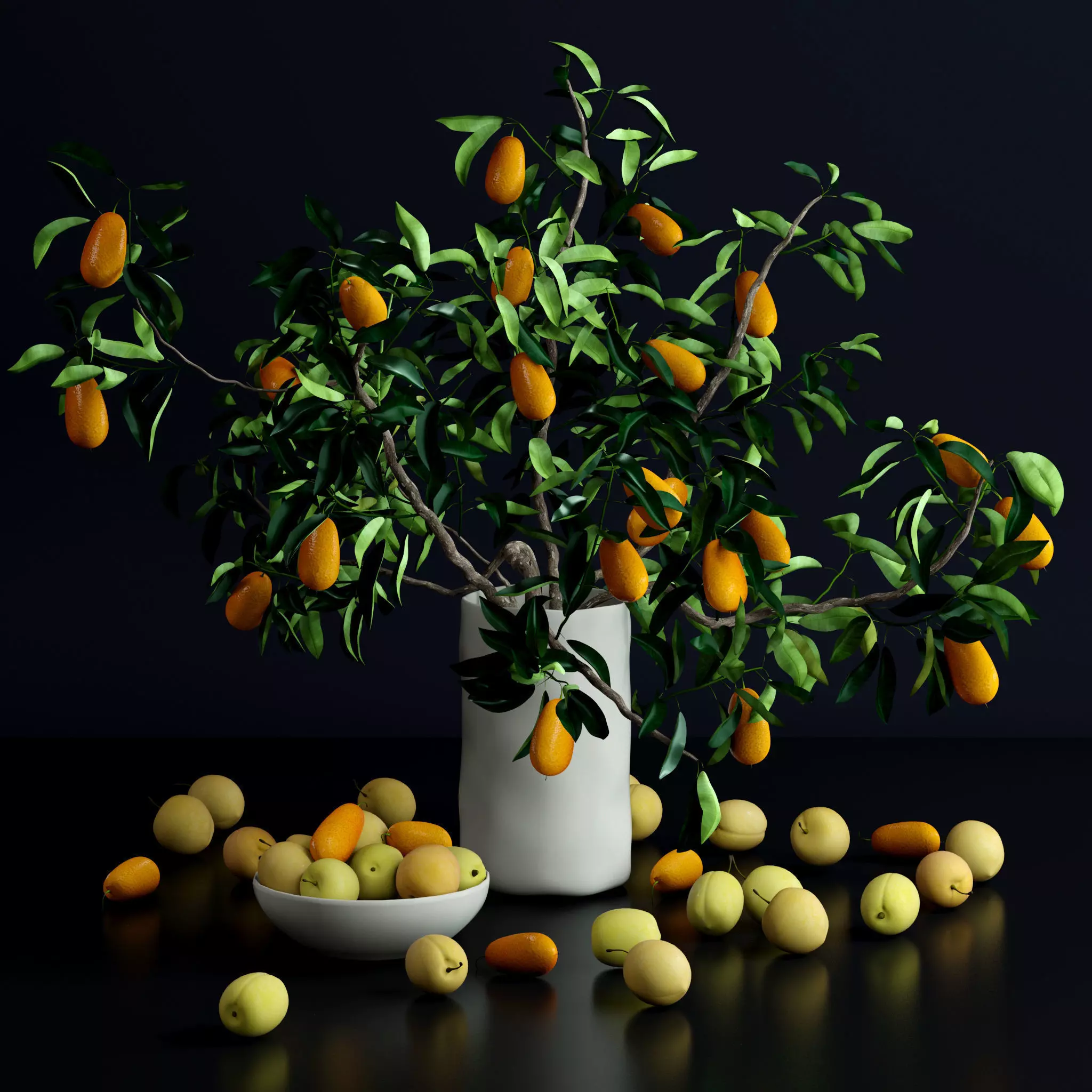 Kumquat and plums 3D model