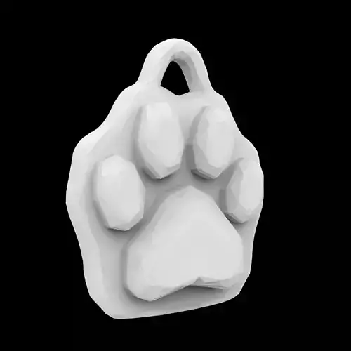 Low Poly Paw Keychain 3D Print Model