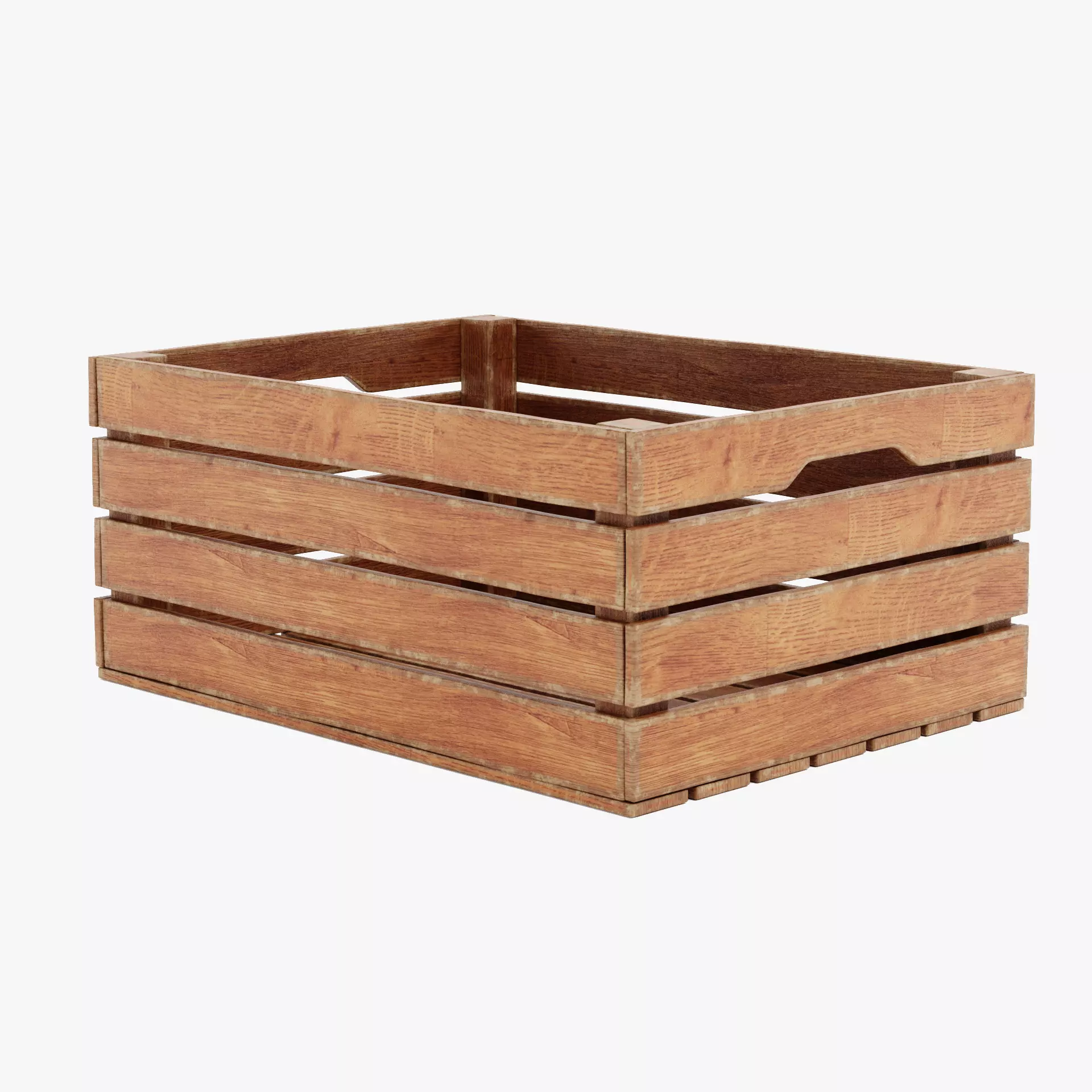 Wooden Box V1 - Open Slatted Storage Crate 3D model